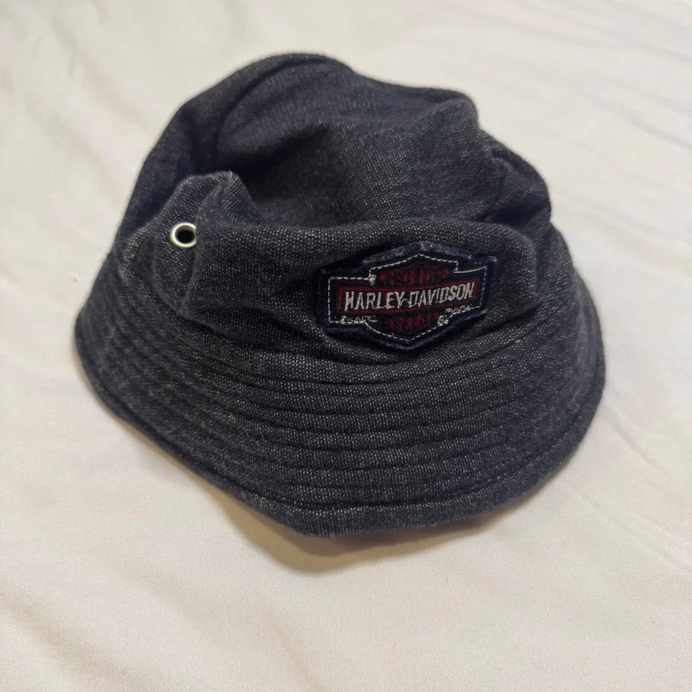 Harley-Davidson Baby Boys Bucket Hat Blue Heathered Jersey 12M Logo Patch